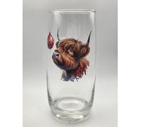 Highland Cow Christmas Glass Gift Unique Gift. Drinking Glass