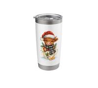 Highland Cow Christmas Mug Cute Santa Hat Watercolor Stainless Steel Insulated Tumbler