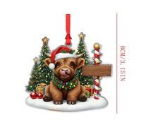 Highland Cow Christmas Ornaments - 2D Acrylic Holiday Decor, Rustic Festival Highland Pendant, Animal Tree Hanging Decoration, Winter Country Style Accessory, Christmas Decor for Tree Home Bedroom