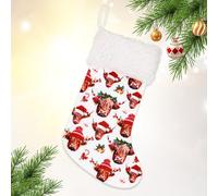 Highland Cow Christmas Stocking, Large Size Rustic Farmhouse Hanging Sock Tree Decorations Fireplace Ornaments for Xmas Winter Family Holiday Party Favor Home Decor Supplies
