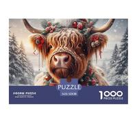 Highland Cow Christmas Thick Cardboard Pieces Excellent for Training Memory, Concentration And Logical Thought Process 52x38cm/1000pcs