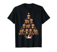Highland Cow Christmas Tree Funny Farmer Farm Animal Xmas T-Shirt