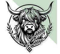 'Highland Cow' Clear Sticker Decal - Waterproof Film for Windows, Cars, Walls & Crafts, XL (460mm) (DC00131435)