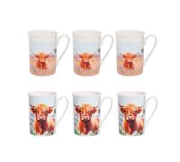 Highland Cow Coffee Mug 6Pcs Ceramic Mugs Hot Drinks 280ml Cups Dishwasher Safe