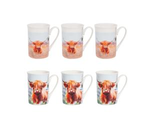 Highland Cow Coffee Mug 6Pcs Ceramic Mugs Hot Drinks 280ml Cups Dishwasher Safe