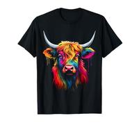 Highland Cow Colorful Art Animal Graphic Highland Cow T-Shirt