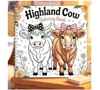 Highland Cow Coloring Book, Beautiful Scottish Cows Coloring Pages with Landscape Scenes for Adults, Kids, Cows Lovers (1pcs)