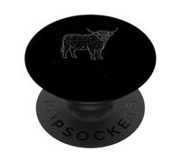 Highland Cow Constellation Farm Animal Line Art Geometric PopSockets Adhesive PopGrip