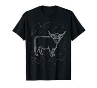 Highland Cow Constellation Farm Animal Line Art Geometric T-Shirt
