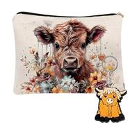 Highland Cow Cosmetic Bag with Keychain Women's Gift by VLYX - Ideal for Birthday Valentine's Anniversary