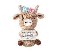 Highland Cow Crochet Kit Highland Cow Crochet Crochet Cow Interesting and Cute Positive Crochet Animals Comes with Positive Card for Friends and Family Party Decoration(Grey)