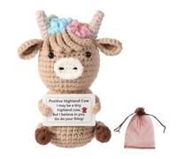 Highland Cow Crochet Kit Positive Crochet Animals Crochet Cow Highland Cow Crochet Comes Emotional Support Crochet Toy with Positive Card Gift to Friends and Family for Party Decoration