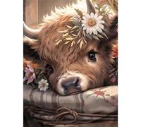 Highland Cow Cross Stitch Kits for Adults,DIY Cow Printed Cross Stitch Kits for Adults Unframed,Counted Embroidery Needlepoint Beginners Home Decor 12x16inch