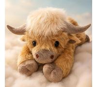 Highland Cow Cushion, Heatable Highland Cow Plush Toy, Weighted Stuffed Animal Pillow for Kids, Super Soft Gifts for Women Girls And Females A Heartfelt Gift for The Elderly (3Pc)
