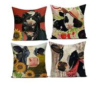 Highland cow cushion，Highland Cow 4 Pcs Cushion Covers, Deer，Cushion Covers Scottish Highland CowsThrow Pillows Decor for Home Couch Car Bedroom Sofa,Cushion Covers(Color:E,Size:20"x 20")