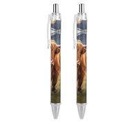 Highland Cow Cute Ballpoint Pen for Unisex 0.5mm Black Ink Fine Smooth Writing Ball Point Pens
