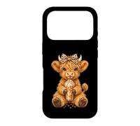 Highland Cow Cute Leopard Coquette Bow Drink Coffee Cowgirl Case for iPhone 17 Pro