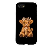 Highland Cow Cute Leopard Coquette Bow Drink Coffee Cowgirl Case for iPhone SE (2020) / 7/8