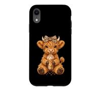 Highland Cow Cute Leopard Coquette Bow Drink Coffee Cowgirl Case for iPhone XR