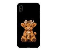 Highland Cow Cute Leopard Coquette Bow Drink Coffee Cowgirl Case for iPhone XS Max