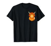 Highland Cow Daisy Flower Cute Fluffy Lover Funny Mom Pocket T-Shirt