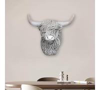 Highland Cow Decor, Resin Highland Cow Head Wall Mounted Decorations, Highland Cow Ornaments, Bull Head Wall Decor Wall Art, Animal Heads for Wall, Wall Sculptures, Gifts(Gr)