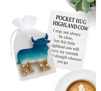 Highland Cow Decorations, Portable Highland Cow with Inspirational Card, Funny Cute Resin Animal Keepsake for Home Desk Display Nursery Classroom Encouragement