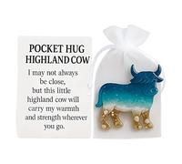 Highland Cow Decorations - Small Highland Cow with Positive Card,Uplifting Animal, Resin Cute Keepsake for Holiday Display Kids Nursery Adults Desk Home Decor