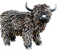 Highland Cow Decorative Sculpture, Rustic Bronze Effect, Resin Ornament