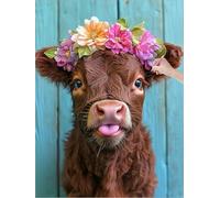 Highland Cow Diamond Art Cute Diamond Painting Kits for Adults Beginners, 5D DIY Paint by Numbers for Adults, Square Drill Dimond Painting with Accessories, Room Decor, Gifts for Women 32x44 inch J-87