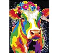 Highland Cow Diamond Art Flower Diamond Painting Kits for Adults Beginners, 5D DIY Paint by Numbers for Adults, Square Drill Dimond Painting with Accessories, Autumn Home Room Decor 16x20 inch K-17