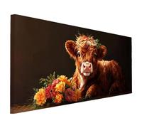 Highland Cow Diamond Art Kits Adults, 5D Diamond Painting Flower 2025 Design New, Square Full Drill Crystal Art Kit, DIY Cross Stitch Crafts Embroidery Pictures for Home Wall Room Decor 180x80cm E-36