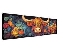 Highland Cow Diamond Art Kits Adults, 5D Dimond Painting Animal Paint by Numbers for Adults, Large Diamond Art 41.34 x 13.78 inches DIY Crystal Rhinestone Cross Stitch Craft Gifts Bedroom Decor G2-375