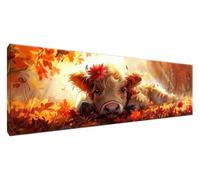 Highland Cow Diamond Art Kits Adults, 5D Dimond Painting Autumn Paint by Numbers for Adults, Large Diamond Art 118.11 x 39.37 inches, DIY Crystal Rhinestone Cross Stitch Craft Gifts for Women G2-279