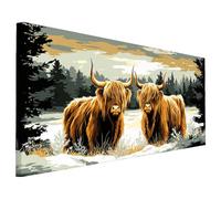 Highland Cow Diamond Painting Kit for Adults, Large Diamond Art for Adults Landscape Pattern with Square Full Drill, Crystal Art Paintings Embroidery Kits for Home Decor, Gifts for Women 70x30cm Q-77