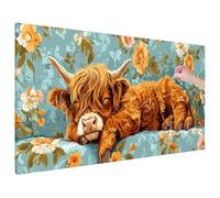 Highland Cow Diamond Painting Kits for Adults, Large Diamond Art for Adults Flowers Pattern with Round Drill, Crystal Art Paintings Embroidery Kits for Home Room Decor, Gifts for Women 87x39 inch B-12