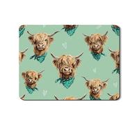 Highland Cow Dish Drying Mats For Kitchen Counter, Cute Green Cow Print Absorbent Rubber Dish Drainer Rack Mat, Rustic Farmhouse Drying Pad For Kitchen Counter Decor 18x24 Inch