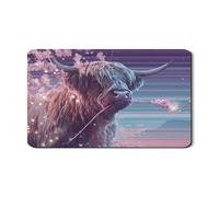 Highland Cow Dish Drying Mats For Kitchen Counter, Pastel Artistic Rubber Drainer Mat, Spring Floral PU Leather Drying Pad For Coffee Bar Protector 12x20 Inch