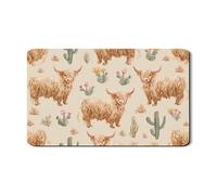 Highland Cow Dish Drying Mats For Kitchen Counter, Rustic Absorbent Rubber Dish Drainer Mat, Spring Floral PU Leather Drying Pad For Kitchen Counter 12x20 Inch