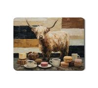 Highland Cow Dish Drying Mats For Kitchen Counter, Rustic Absorbent Rubber Dish Drainer Rack Mat, Cozy PU Leather Drying Pad For Coffee Bar Protector 18x24 Inch
