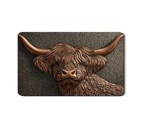 Highland Cow Dish Drying Mats For Kitchen Counter, Rustic Brown Animal Absorbent Rubber Mat, Farmhouse PU Leather Drying Pad For Coffee Bar Protector 12x20 Inch