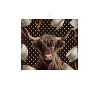 Highland Cow Dish Drying Mats For Kitchen Counter, Rustic Brown Bull Absorbent Drainer Rack Mat, Farmhouse Microfiber Drying Pad 16x18 Inch