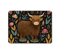 Highland Cow Dish Drying Mats For Kitchen Counter, Rustic Floral Absorbent Rubber Dish Drainer Rack Mat, Autumn PU Leather Drying Pad For Kitchen Counter Home Decor 18x24 Inch