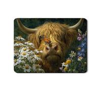 Highland Cow Dish Drying Mats For Kitchen Counter, Rustic Floral Absorbent Rubber Dish Mat, Spring PU Leather Drying Pad For Coffee Bar Protector 18x24 Inch