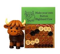 Highland Cow DIY Button Christmas Ornaments Kits,DIY Button Highland Cow Craft Kit,Cute Highlands Cattle Buttons Ornament Making Kit, Make Your Own Buttons Christmas Tree Hanging Ornaments (A)