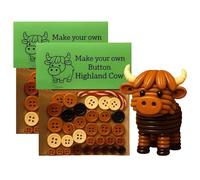 Highland Cow DIYs Button Christmas Ornaments Kits, 2PCS DIYs Button Highland Cow Craft Kit, Fun Highlands Cattle Buttons Ornament Making Kit, Cute Highlands Cattle Christmas Decorations Making Set
