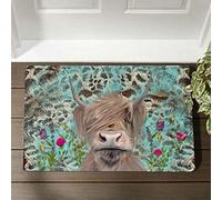 Highland Cow Doormat,Cow Welcome Doormat,Cow Funny Doormat,Leopard Trendy Rug,Cow Welcome Rug,Home Decor Gift,Home Lover,Gift for Friend 24X16 In