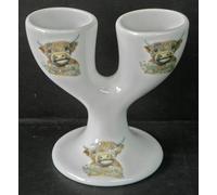 Highland Cow Double Eggcup, White Porcelain with Decorative Cow Design