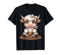 Highland Cow Drinking Iced Coffee Lover Funny Drink Coffee T-Shirt