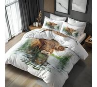 Highland Cow Duvet Cover Emperor Bedding Set, Cattle Farm Animal Pattern, Reversible Design Bedroom Decor Bed Quilt Cover with 2 Pillowcases, Microfiber, Zip - SMK5181